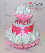 Carica l&#39;immagine nel visualizzatore di Gallery, Torta di pannolini pampers Lula Creazioni fiori  grande bella idea regalo nascita battesimo baby shower festa party futura mamma femmina rosa particolare gravidanza utile originale shop online spedizioni italia bolzano torino milano
