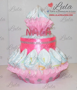 Torta di pannolini pampers Lula Creazioni fiori  grande bella idea regalo nascita battesimo baby shower festa party futura mamma femmina rosa particolare gravidanza utile originale shop online spedizioni italia bolzano torino milano