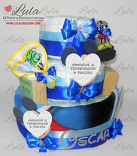 Carica l&#39;immagine nel visualizzatore di Gallery, Torta di pannolini + Regalini TOPOLINO / MINNIE - Torte di Pannolini di Lula Minnie Topolino Pampers personalizzabile fucsia celeste azzurra maschio femmina rosa verde idea regalo gravidanza nascita battesimo baby shower neonato bella utile originale shop online spedizioni italia ancona personalizzabile calzini bavaglino personalizzato nome prodotti igiene biberon ciuccio copertina
