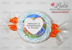 torta di pannolini pampers lula creazioni personalizzata nome bebè idea regalo utile originale particolare economica nascita battesimo baby shower shop online spedizioni italia ancona milano torino caramella arancione gemelli unisex femmina maschio bimbo bimba winnie the pooh