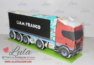 Torte di pannolini di Lula Creazioni - baby camionista - Pampers - cisterna autobotte camion tir autotreno