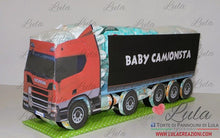 Carica l&#39;immagine nel visualizzatore di Gallery, Torte di pannolini di Lula Creazioni - baby camionista - Pampers - cisterna autobotte camion tir autotreno
