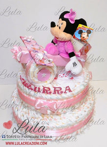 Torta di pannolini Pampers Lula Creazioni aereo femmina rosa Minnie peluche idea regalo nascita battesimo baby shower particolare bella gravidanza shop online spedizioni italia ancona torino milano