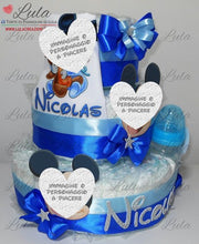 Carica l&#39;immagine nel visualizzatore di Gallery, Torta di pannolini + Regalini TOPOLINO / MINNIE - Torte di Pannolini di Lula Minnie Topolino Pampers personalizzabile fucsia celeste azzurra maschio femmina rosa verde idea regalo gravidanza nascita battesimo baby shower neonato bella utile originale shop online spedizioni italia ancona personalizzabile
