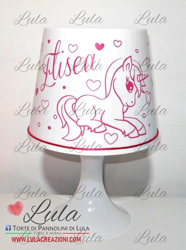 Lampada personalizzata unicorno nome bambina rosa femmina idea regalo Natale Lula Creazioni compleanno