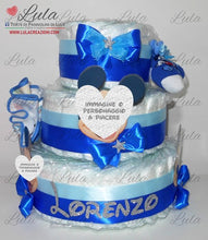 Carica l&#39;immagine nel visualizzatore di Gallery, Torta di pannolini + Regalini TOPOLINO / MINNIE - Torte di Pannolini di Lula Minnie Topolino Pampers personalizzabile fucsia celeste azzurra maschio femmina rosa verde idea regalo gravidanza nascita battesimo baby shower neonato bella utile originale shop online spedizioni italia ancona personalizzabile
