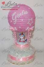 Carica l&#39;immagine nel visualizzatore di Gallery, Torte di pannolini di Lula Creazioni - Mongolfiera personalizzabile fucsia celeste azzurra maschio femmina rosa idea regalo gravidanza nascita battesimo baby shower neonato bella utile originale shop online spedizioni italia ancona topolino unicorno
