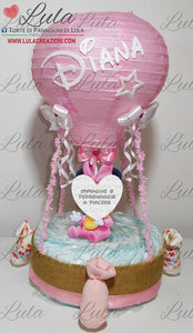 torta di pannolini mongolfiera bavaglino calzini minnie topolino idea regalo nascita battesimo baby shower particolare utile pampers baby dry bella shop online spedizioni italia ancona milano torino maschio femmina rosa azzurro