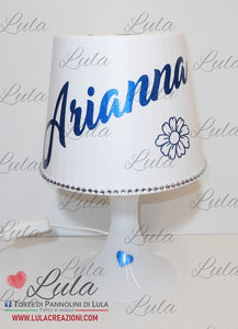 lampada da tavolo personalizzata nome rosa glitter fucsia corona cuori lula creazioni femmina bimba bambina idea regalo utile originale economica particolare shop online spedizioni italia ancona roma milano torino