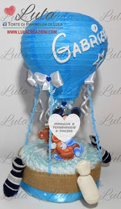 torta di pannolini mongolfiera bavaglino calzini minnie topolino idea regalo nascita battesimo baby shower particolare utile pampers baby dry bella shop online spedizioni italia ancona milano torino maschio femmina rosa azzurro