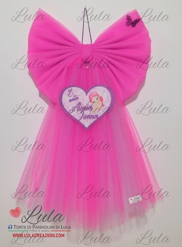 Fiocco nascita in Tulle + Cuore con Baby Principe/Principessa o person