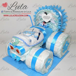 Torte di pannolini di Lula Creazioni - Trattore - idea regalo originale nascita battesimo baby shower piccolo contadino agricoltore maschio azzurro celeste topolino idea regalo gravidanza nascita battesimo baby shower neonato bella utile originale shop online spedizioni italia ancona