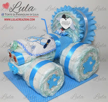 Carica l&#39;immagine nel visualizzatore di Gallery, Torte di pannolini di Lula Creazioni - Trattore - idea regalo originale nascita battesimo baby shower piccolo contadino agricoltore maschio azzurro celeste topolino idea regalo gravidanza nascita battesimo baby shower neonato bella utile originale shop online spedizioni italia ancona
