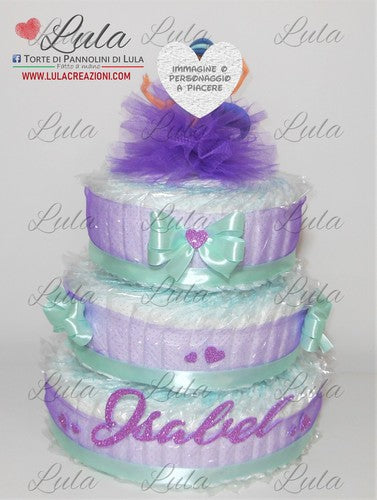 Torta di pannolini pon pon personaggio a piacere topolino minnie principessa unisex maschio femmina rosa azzurro celeste giallo fucsia rosso verde idea regalo bella utile originale pampers nascita neonato gravidanza baby shower battesimo shop online spedizioni italia ancona jasmine