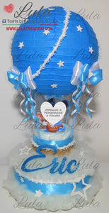 Torte di pannolini di Lula Creazioni - Mongolfiera personalizzabile fucsia celeste azzurra maschio femmina rosa idea regalo gravidanza nascita battesimo baby shower neonato bella utile originale shop online spedizioni italia ancona topolino