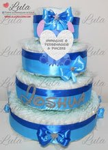 Carica l&#39;immagine nel visualizzatore di Gallery, Torta di pannolini Cartoons Lilo e stitch maschio azzurro celeste blu Lula Creazioni Pampers idea regalo utile originale nascita battesimo baby shower shop online spedizioni coperta prodotti igiene italia ancona
