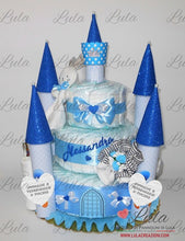 Carica l&#39;immagine nel visualizzatore di Gallery, Torta di Pannolini CASTELLO grande Lula Creazioni - bavaglino personalizzato Minnie rosa femmina idea regalo nascita battesimo gravidanza baby shower utile bella originale pampers shop online spedizioni italia ancona
