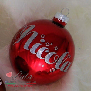 palline di natale decorazioni personalizzate immagine nome Lula Creazioni idea regalo Natale lei lui bambini maschio femmina ragazza economica italia ancona