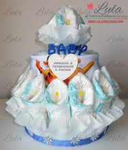 Carica l&#39;immagine nel visualizzatore di Gallery, Torte di pannolini di Lula Creazioni - Pampers fiore grande idea regalo nascita battesimo baby shower festa party futura mamma maschio azzurra particolare con bavaglino personalizzato nome immagine dedica gravidanza pampers utile bella originale bavaglino shop online spedizioni italia ancona
