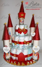 Carica l&#39;immagine nel visualizzatore di Gallery, Torta di Pannolini CASTELLO Simple - Lula Creazioni - azzurro celeste blu maschio baby Topolino Paperino winnie natale
