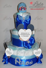 Carica l&#39;immagine nel visualizzatore di Gallery, Torta di pannolini CARTOONS a 3 Piani - Torte di Pannolini di Lula Minnie Topolino Pampers personalizzabile fucsia celeste azzurra maschio femmina rosa verde idea regalo gravidanza nascita battesimo baby shower neonato bella utile originale shop online spedizioni italia ancona personalizzabile Topolino
