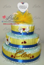 Carica l&#39;immagine nel visualizzatore di Gallery, Torta di pannolini pon pon personaggio a piacere topolino minnie principessa unisex maschio femmina rosa azzurro celeste giallo fucsia rosso verde idea regalo bella utile originale pampers nascita neonato gravidanza baby shower battesimo shop online spedizioni italia ancona biancaneve
