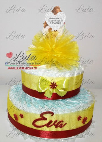 Torta di pannolini pon pon personaggio a piacere topolino minnie principessa unisex maschio femmina rosa azzurro celeste giallo fucsia rosso verde idea regalo bella utile originale pampers nascita neonato gravidanza baby shower battesimo shop online spedizioni italia ancona belle