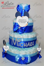 Carica l&#39;immagine nel visualizzatore di Gallery, Torta di pannolini CARTOONS a 4 Piani - Torte di Pannolini di Lula Minnie Topolino Pampers personalizzabile fucsia celeste azzurra maschio femmina rosa verde idea regalo gravidanza nascita battesimo baby shower neonato bella utile originale shop online spedizioni italia ancona personalizzabile
