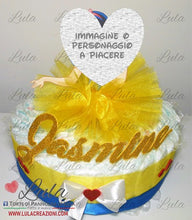 Carica l&#39;immagine nel visualizzatore di Gallery, Torta di pannolini Pampers Lula Creazioni bimba femmina bambina rosa ballerina elegante economica utile idea regalo nascita battesimo baby shower shop online italia milano ancona bologna principessa  biancaneve
