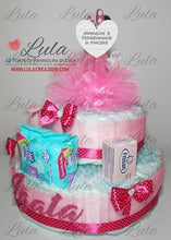 Carica l&#39;immagine nel visualizzatore di Gallery, Torta di pannolini pon pon personaggio a piacere topolino minnie principessa unisex maschio femmina rosa azzurro celeste giallo fucsia rosso verde idea regalo bella utile originale pampers nascita neonato gravidanza baby shower battesimo shop online spedizioni italia ancona Torte di Pannolini di Lula Creazioni prodotti igiene Minnie Topolino
