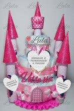 Carica l&#39;immagine nel visualizzatore di Gallery, Torta di Pannolini CASTELLO grande Lula Creazioni - Minnie rosa femmina idea regalo nascita battesimo gravidanza baby shower utile bella originale pampers shop online spedizioni italia ancona
