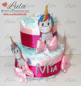 Torta di pannolini pampers lula creazioni Minnie rosa femmina bimba bambina gemelle idea regalo nascita battesimo baby shower shop online spedizioni italia ancona milano torino bologna unicorno 2022