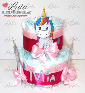 Torta di pannolini pampers lula creazioni Minnie rosa femmina bimba bambina gemelle idea regalo nascita battesimo baby shower shop online spedizioni italia ancona milano torino bologna unicorno 2022