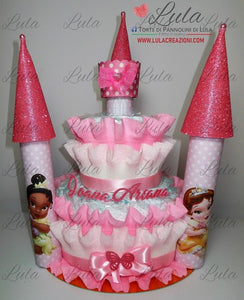 Torta di Pannolini CASTELLO Prestige - Lula Creazioni - femmina rosa girl