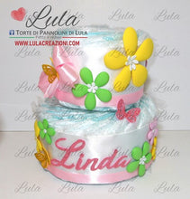 Carica l&#39;immagine nel visualizzatore di Gallery, Torte di Pannolini di Lula Creazioni - igiene Sicurezza Qualità - Pampers fiori farfalla bouquet allegra primavera colorata personalizzabile fucsia celeste azzurra maschio femmina idea regalo gravidanza nascita battesimo baby shower neonato bella utile originale shop online spedizioni italia ancona personalizzabile
