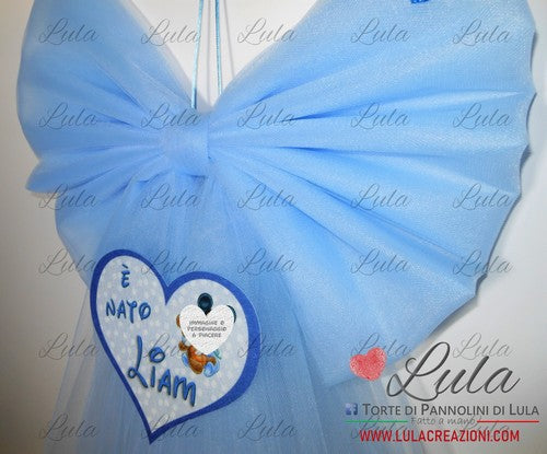 Fiocco nascita in Tulle + Cuore con Baby Principe/Principessa o person