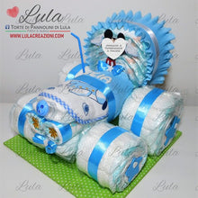 Carica l&#39;immagine nel visualizzatore di Gallery, Torte di pannolini di Lula Creazioni - Trattore - idea regalo originale nascita battesimo baby shower piccolo contadino agricoltore maschio azzurro celeste topolino idea regalo gravidanza nascita battesimo baby shower neonato bella utile originale shop online spedizioni italia ancona
