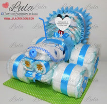 Carica l&#39;immagine nel visualizzatore di Gallery, Torte di pannolini di Lula Creazioni - Trattore - idea regalo originale nascita battesimo baby shower piccolo contadino agricoltore maschio azzurro celeste topolino idea regalo gravidanza nascita battesimo baby shower neonato bella utile originale shop online spedizioni italia ancona
