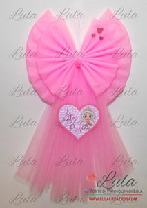 Fiocco nascita bambina femmina rosa fucsia fata fatina cuore tulle personalizzato economico personalizzato fatto a mano nome shop online spedizioni italia ancona milano roma torino principessa regina nome