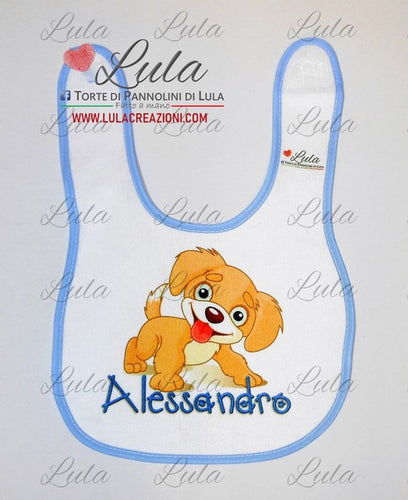 Torte di Pannolini di Lula Creazioni - Bavaglino personalizzato nome dedica Lula Creazioni sono figo idea regalo nascita battesimo complenno baby shower natale personalizzato nome maschio azzurro bimbo