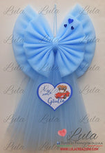 Carica l&#39;immagine nel visualizzatore di Gallery, fiocco nascita tulle grande bello maschio celeste blu azzurro drado particolare personalizzato nome cuore lula creazioni shop online spedizioni italia ancona milano torino napoli
