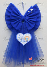 Carica l&#39;immagine nel visualizzatore di Gallery, fiocco nascita tulle grande bello maschio celeste blu azzurro drado particolare personalizzato nome cuore lula creazioni shop online spedizioni italia ancona milano torino napoli
