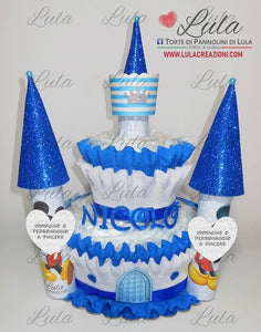 torte di pannolini pampers lula creazioni idea regalo utile particolare nascita baby shower battesimo castello nome fmaschio azzurro celeste topolino shop online spedizioni italia ancona milano napoli