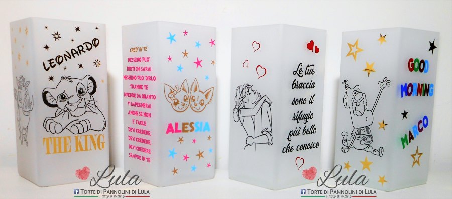 lampada da tavolo in vetro personalizzata idea regalo natale san valentino anniversario compleanno ragazza fidanzata dedica lei donna cuori originale utile bella bimbo bambina