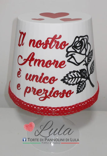 Lula Creazioni romantica lampada da tavolo personalizzata nome dedica rosa fiori innamorati idea regalo natale san valentino ragazza lei fidanzata anniversario