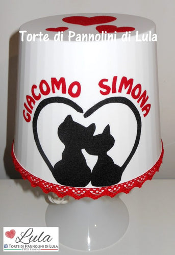 Lula Creazioni romantica lampada da tavolo personalizzata nome gatti cuore innamorati idea regalo natale san valentino ragazza lei love anniversario