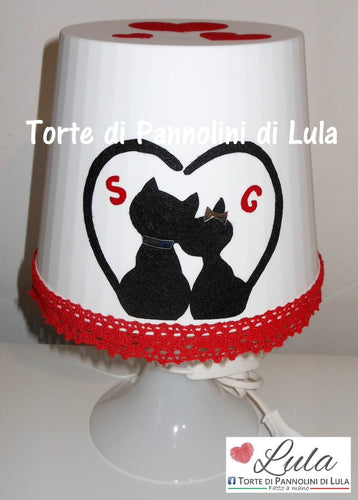 Lula Creazioni romantica lampada da tavolo personalizzata nome gatti cuore innamorati idea regalo natale san valentino ragazza lei love anniversario