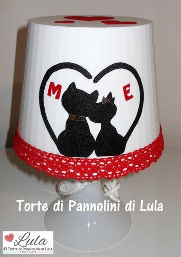 Lula Creazioni romantica lampada da tavolo personalizzata nome gatti cuore innamorati idea regalo natale san valentino ragazza lei love anniversario