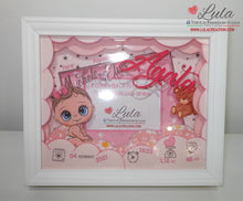 Carica l&#39;immagine nel visualizzatore di Gallery, cornice quadro quadretto nascita 3d personalizzato nome foto portafoto rosa femmina maschio shadow box idea regalo gravidanza neo mamma baby shower nascita neonato battesimo utile originale bello shop online spedizioni Italia Lula Creazioni
