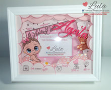 Carica l&#39;immagine nel visualizzatore di Gallery, cornice quadro quadretto nascita 3d personalizzato nome foto portafoto rosa femmina maschio shadow box idea regalo gravidanza neo mamma baby shower nascita neonato battesimo utile originale bello shop online spedizioni Italia Lula Creazioni
